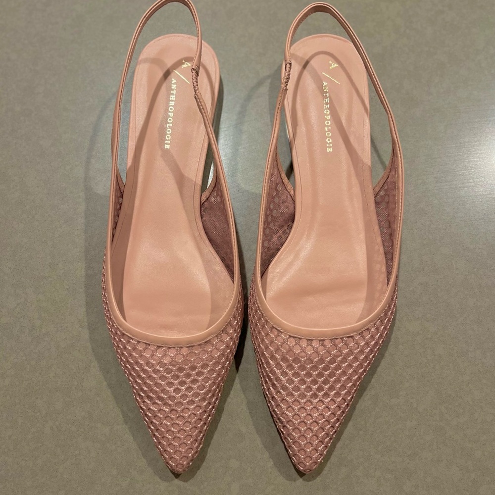 Anthropologie Mauve Woven Slingback Flats